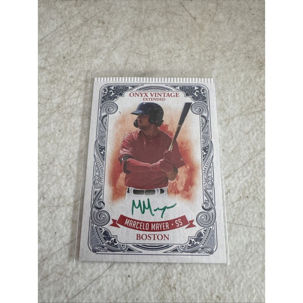 Marcelo Mayer, Boston Red Sox, 2022 Onyx Vintage Green Ink on Card Autograph /50